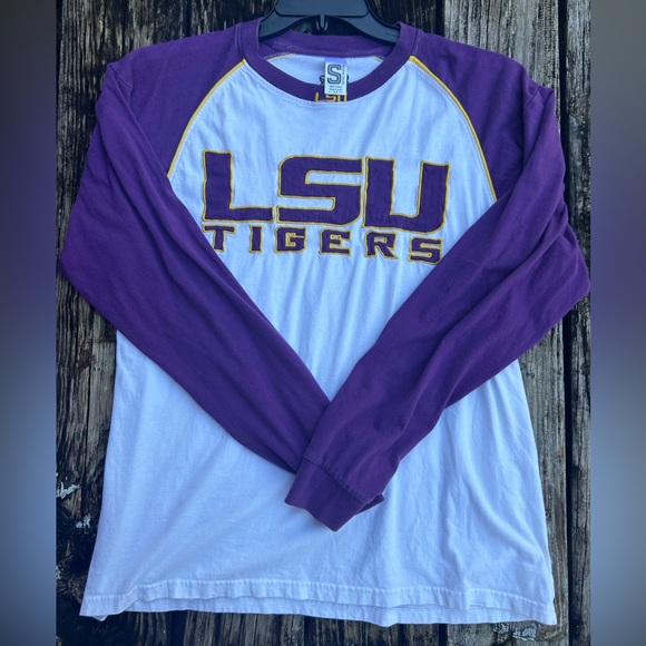 Spike Sports LSU Tigers Stitched Long Sleeve Medium Unisex Purple White Shirt - Picture 3 of 6
